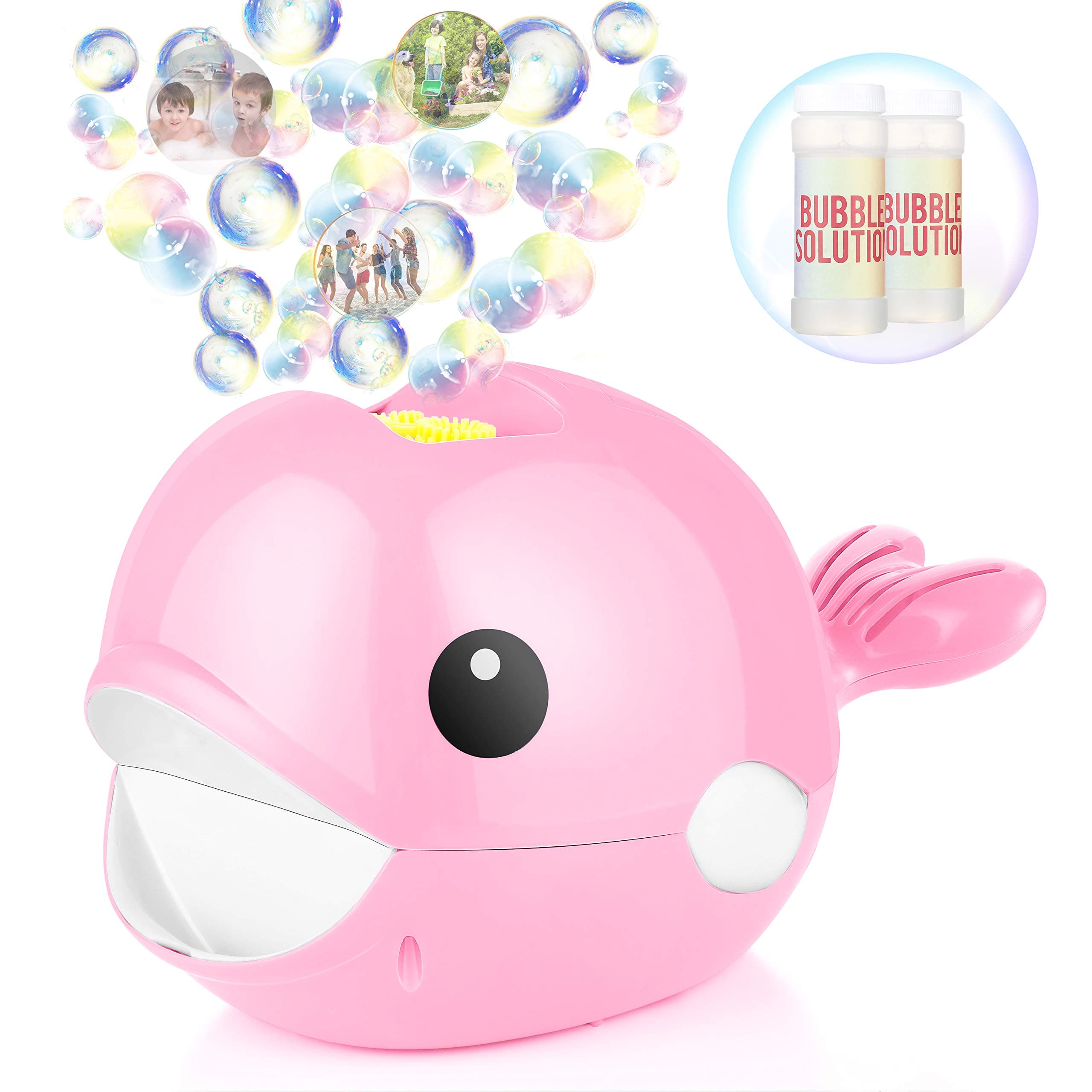 Bubble Machine, Automatic Bubble Blower, Bubble Maker 2000+ Per Minute Bubble Machine for Kids, Easy to Use for Parties, Wedding, Indoor and Outdoor Activities (Pink)