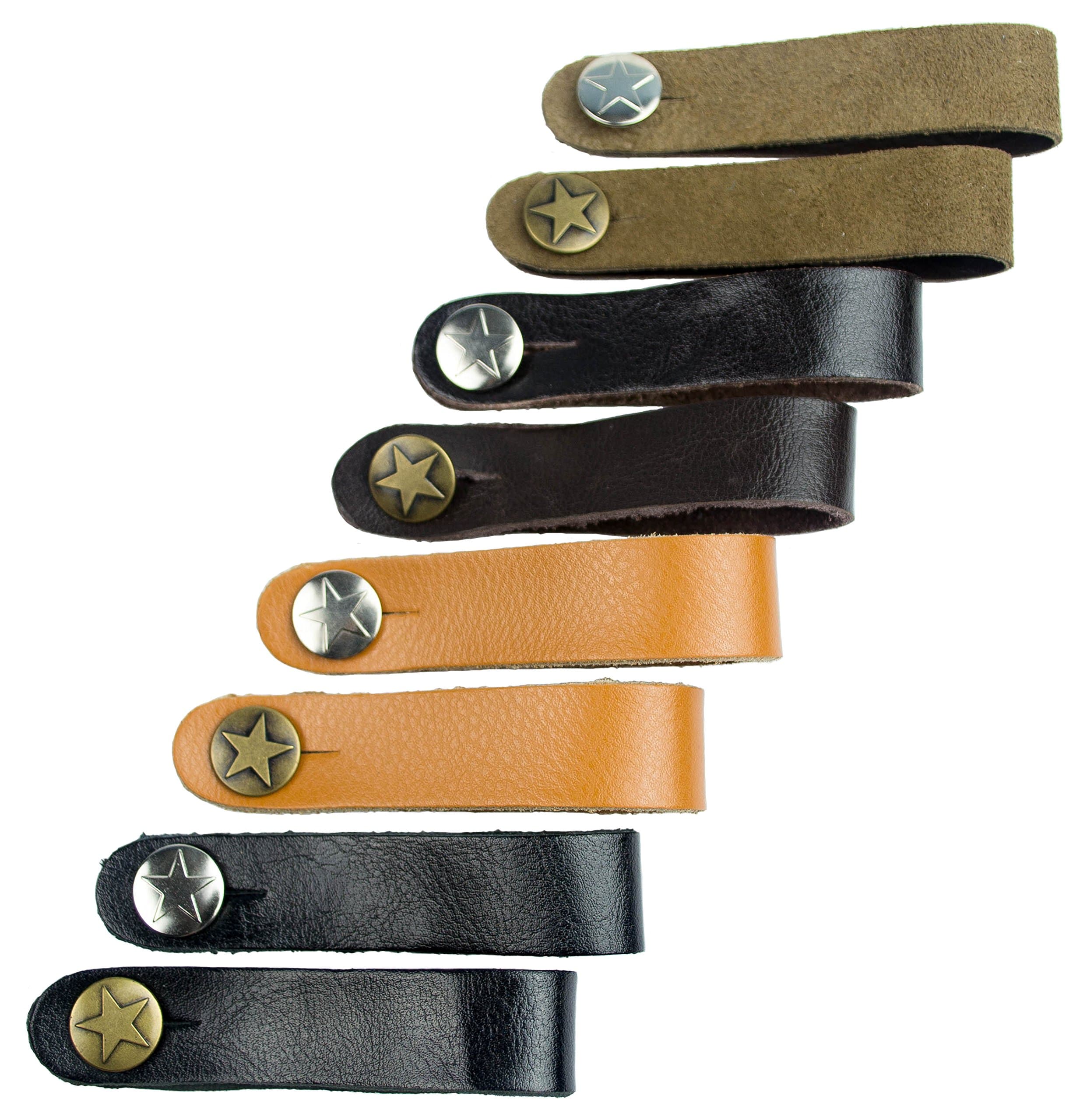 Genuine Leather Acoustic Guitar Strap Button - Single Strap (Black with Gold Button) - by Cavalry Straps