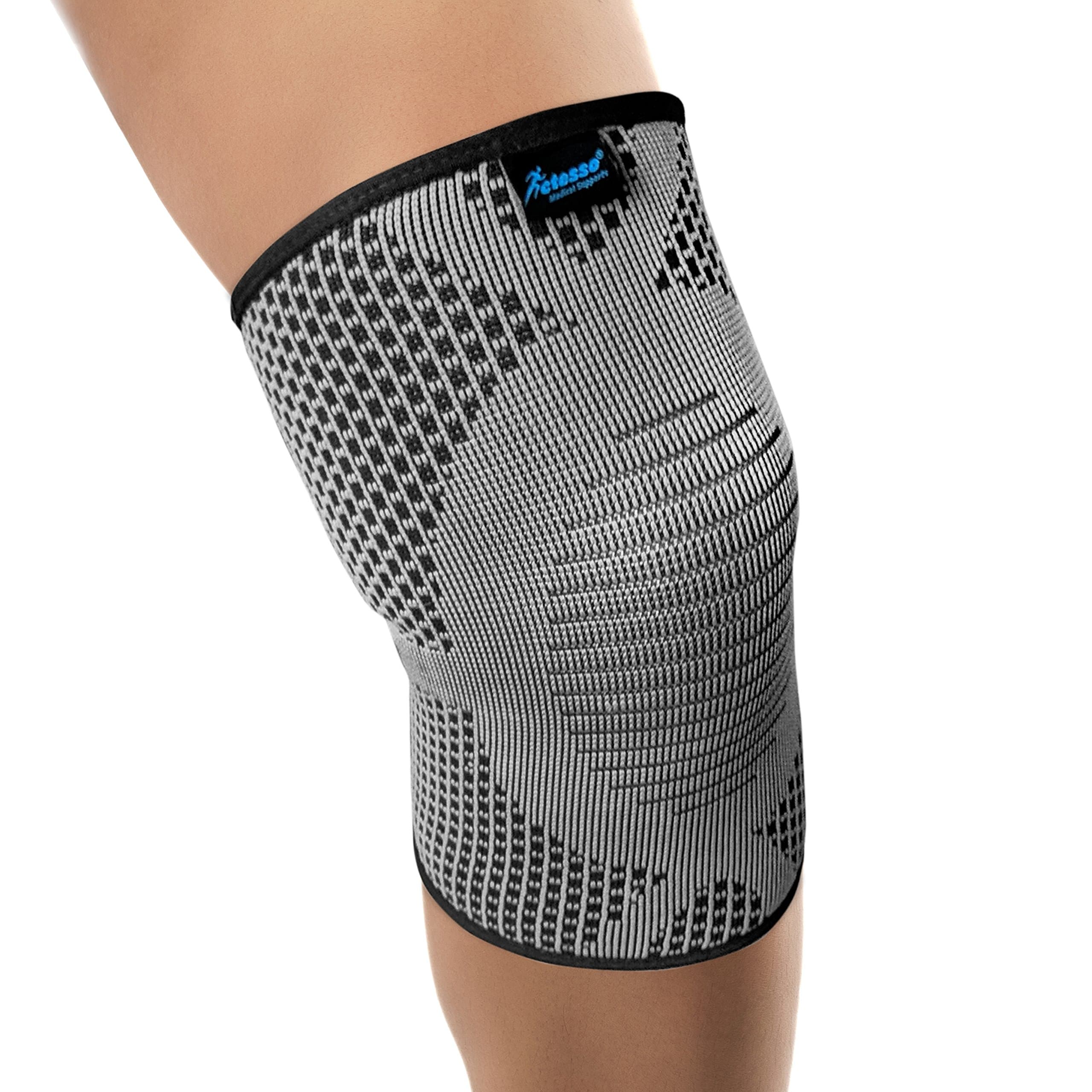 Copper Knee Support Brace Sleeve Support - Elastic Compression for Sprains & Pain, Ligament Injury, Gym Sports Running & Football for Men & Women (Grey, Large)