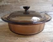 Corning Ware Visions Visionware Glass Amber Covered Casserole Baking Dish - 1 Qt