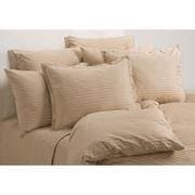 Crystal Trading 4-Piece Bed Sheet Set - Dobby Stripe - 100% Cotton Sateen - 400 Thread Count (Full, Ivory)