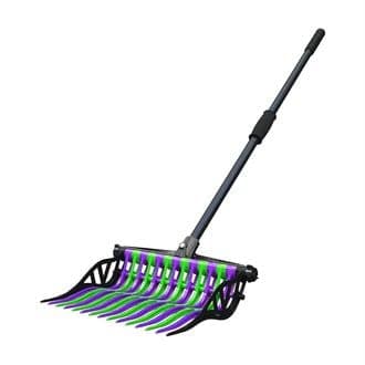 Noble Equestrian Adjustable Wave Fork for Muck, Manure, & Heavy Duty Farm Work, Purple/Lime