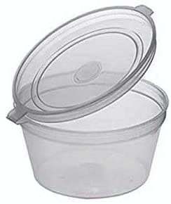 PNW 50 Pack 100ml 4oz Disposable Or Reusable Leak Proof Clear Deli Sauce Pots/Containers with Hinged Lids Store Chutney Sauces Dips-Dishwasher Microwave Freezer Food Safe(SB124)