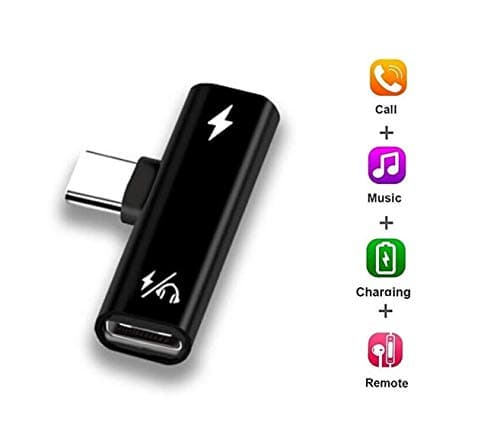 Jaorty Dual USB Type C Jack 2 in 1 Stereo Earphone Headset Converter and Charging Adapter Splitter for Xiaomi 6/6X/8 Mix 2 2S,Huawei P20 Pro/P20/P20 lite/Mate 20 Pro/Mate 20 RS/Mate 10 Pro(Black)