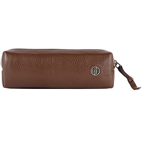 HAMMONDS FLYCATCHER Leather Utility Pouch-Multi-Use Genuine Leather Pencil Case, Cosmetic Pouch, Stationery Pouch, Coin Pouch, Makeup Brush Pouch For Women & Men-School & Office Organizer-Tan - 5 Cm