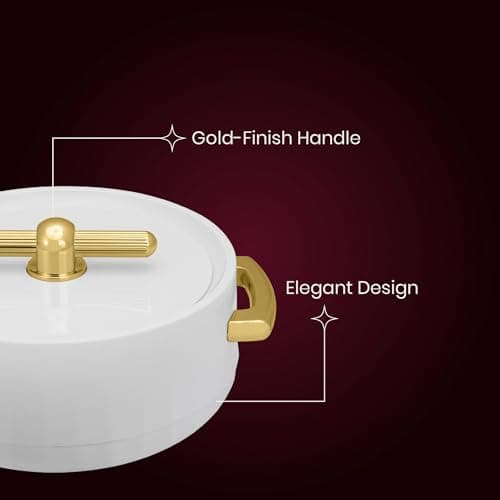 - SELVEL Elegance Casserole | Advanced PU Insulation | Elegant Design Hot Pot | Hot Case Keeps Food Hot & Fresh for Hours | Serve Chapati, roti, Biryani and More (Classic White, Set Of 2 (1200 Ml & 700 Ml))