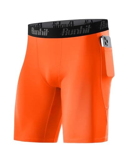 Runhit Men's Compression Shorts with Pockets – 9" Performance Athletic Shorts for Workouts Sports Running Spandex Underwear
