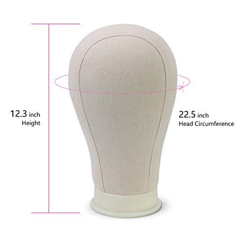 Eerya Canvas Block Head 22.5 Inch Wig Head Set for Wig Making Display Styling Poly Canvas Block Head with Stand Mannequin Head with Mount Hole Manikin Head Wig Head Stand(22.5 Inch)