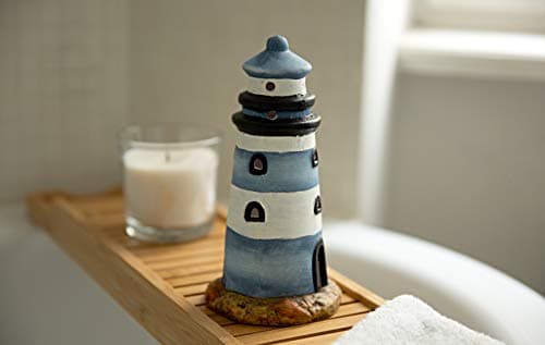 HEITMANN DECO Lantern Lighthouse Ceramic Beautiful Maritime Decoration Table Decoration for Living Room Blue/White