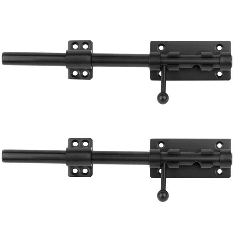 2 Pack 12" Black Slide Bolt Gate Latch, 304 Stainless Steel Solid Barrel Bolt for Barn Fence Shed