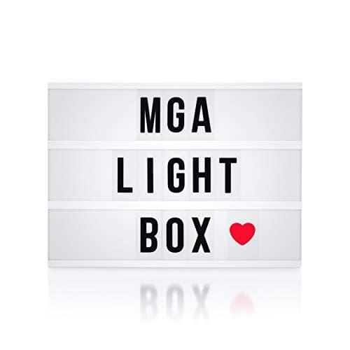 MGA Cinematic Light Box | Customizable A4 Cinema LED Lightbox - Make Your Own Message with 166 Letters, Numbers, Symbols and Emojis | Battery or 1.5m USB Cable Powered | Vintage Style Home Decoration