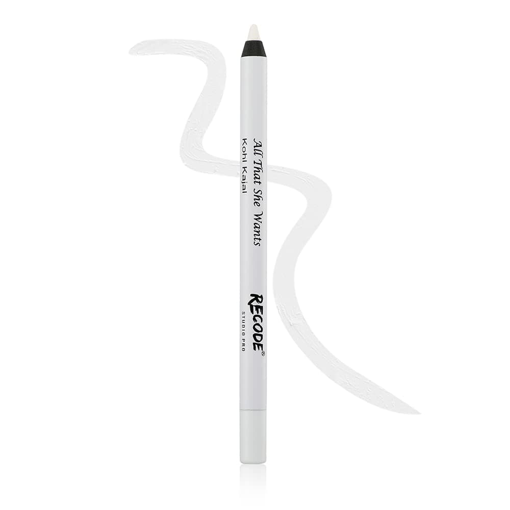 Recode All That She Wants White Matte Pencil Kohl Kajal | 1.20g | 14hrs Long Lasting | Waterproof & Smudgeproof Kohl | One Stroke Gliding Effect
