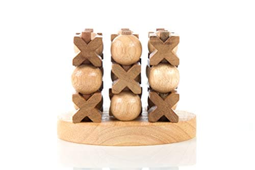 3D OX 3x3 (Tic-Tac-Toe) Handcraft 3D Brain Teaser Wooden Games and Puzzles with Gift Box