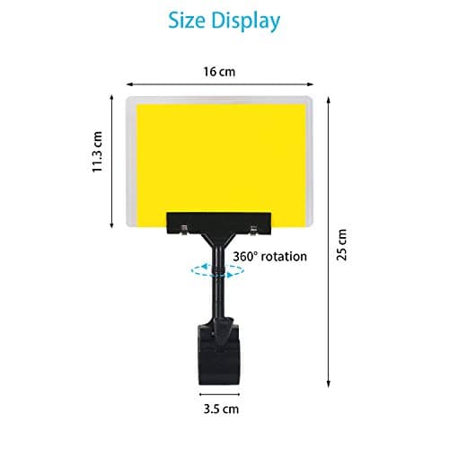 5 Pcs POP Adjustable Plastic Sign Holder,Clip-on Style Double Head Display Clips Rotating Reuse Sign Tag Merchandise Sign Display Clip Holder for Business、Store、Supermarket、Office、Exhibition