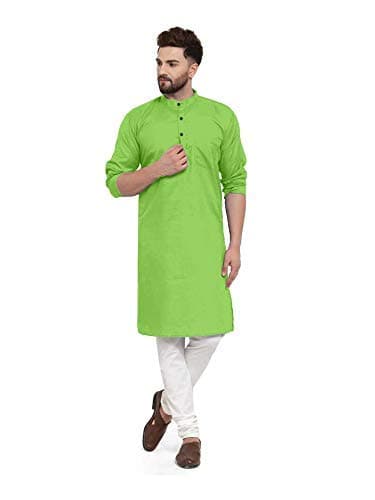 Multi Colored Cotton Plain Men's Ethnic Kurta Only