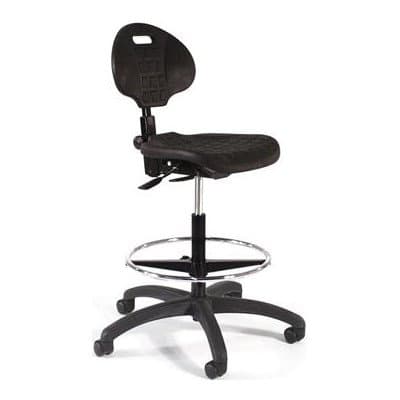 Height Adjustable Self Skin Laboratory Stool with Seat and Back Tilt Base Finish: Black Composite