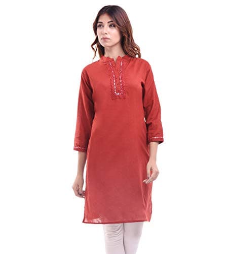 Chichi Indian Women's Plain Cotton Kurti Top