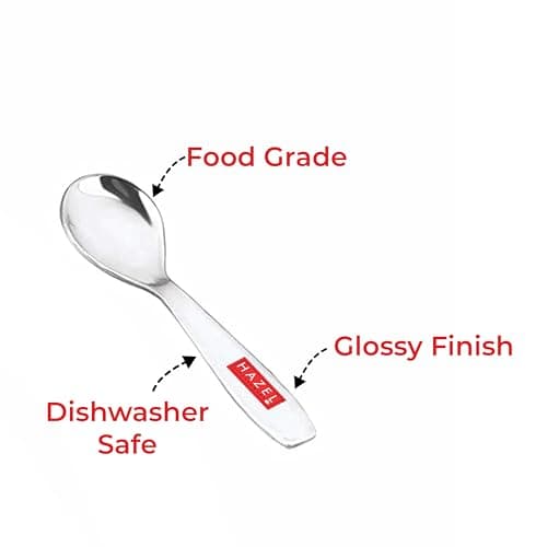 HAZEL Stainless Steel Spoon for Spice Box | Small Mini Spoon for All Tea Coffee Sugar & Spices Set, Set of 6, 8.4 Centimeter