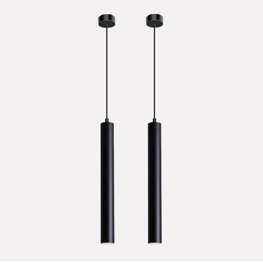 Vecys 2PCS Modern COB LED Cylinder Pendant Light 5W COB Patch Cylindrical Long Tube Chandelier φ4*30.5CM Cylinder Chandeliers for Indoor Kitchen Island Dining Room Shop Bar Counter.(Black)
