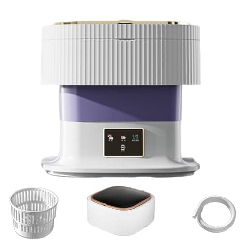 QUEENADA Mini Washing Machine - 11.5 Litre Foldable Washing Machine, UV sterilization, Puitable for Small Apartments, Dorm Rooms, Travel and Baby Laundry (Purple)