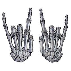 Creepy Zombie Dead Horror Gothic Embroidered Iron on Patch - Skeleton Devil Horns Fingers KV92