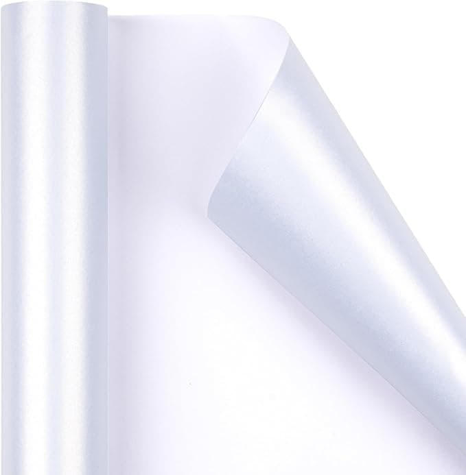 WRAPAHOLIC White Matte Wedding Gift Wrapping Paper,Solid Color Pearl Glossy Wrapping Paper - Perfect for Baby Shower,Valentine's Day,Birthday,DIY Bouquet-30in x 32.8ft Roll