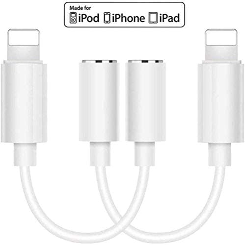 for Phone to 3.5mm Headphone Jack Adapter, 2 Pack 3.5mm Earphone AUX Audio Stereo Connector Compatible with Phone SE 2020/11/11 Pro/XR/XS/X 8 7 6/Pad/Pod, Support Calling + Music Control + iOS 13