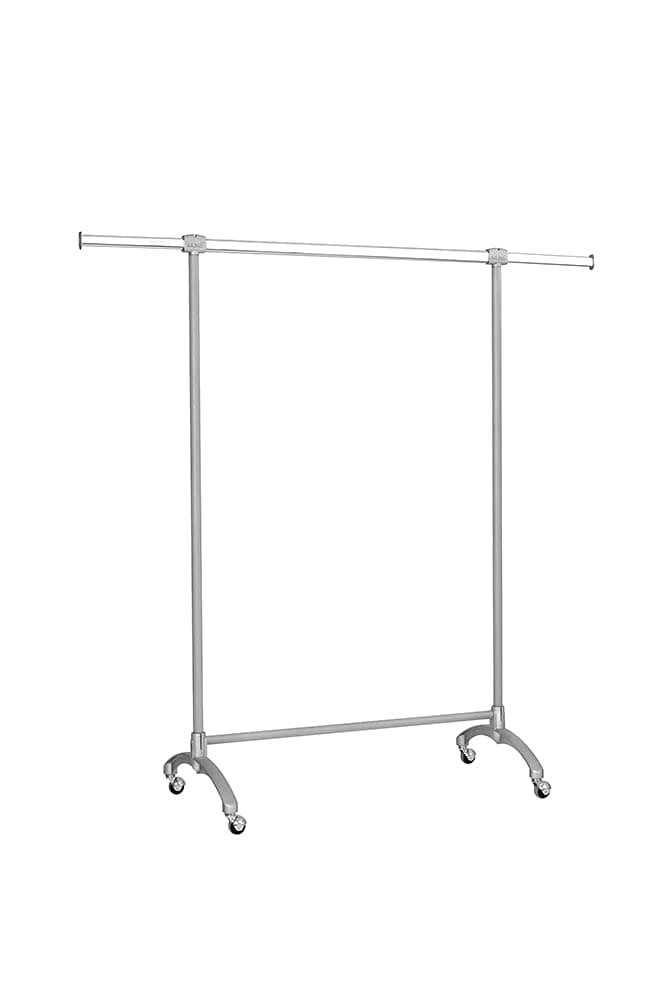 Home Model Coat Rack Professional Chrome Rods High Quality with Rubber Wheels Robust Design Easy to Assemble Dimensions L 100 x H 160 cm + 40 + 40 with Sliding Extensions for Increased Capacity