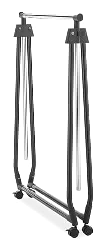 Whitmor Folding Garment Rack - Rolling Clothes Hanger - Adjustable Height - Black