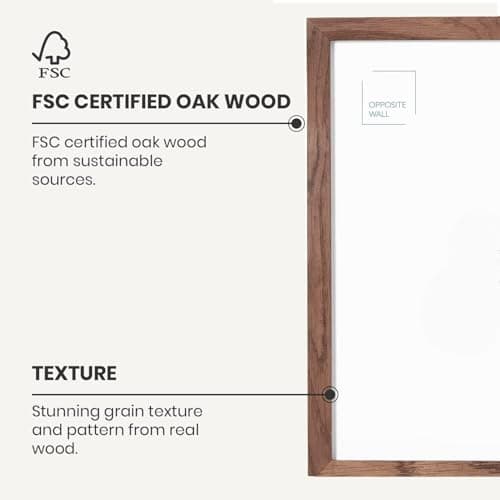 Opposite Wal - 8x10 in - Dark Solid Oak Wood Picture Frames with Mat - Wall Hanging & Tabletop Photo Frame - Pictures Display 5x7 with Mat, 8x10 without - Office, Gallery & Home Decor