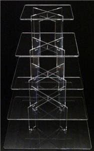 5 Tier Square Acrylic Cup Cake Party Wedding Stand - TK5SQU