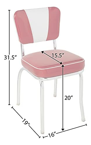 Richardson Seating Retro V-Back Diner Chair with 2" Box Seat, Glitter Sparkle Red/Glitter Silver