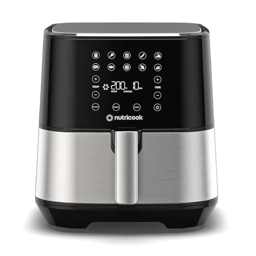 Nutricook Air Fryer 2, 1700 Watts, Digital Control Panel Display, 10 Preset Programs With Built-In Preheat Function, 5.5 Liters, Brush Stainless Steel/Black, 2 Years Warranty, Af205