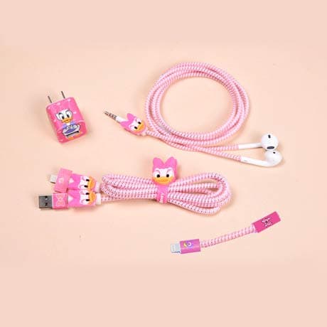 Smile Pick 6 in 1 Cartoon USB Earphone Cable Protector Set (Daisy Duck)