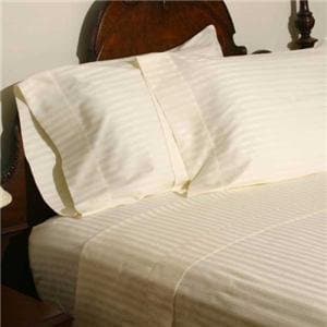 Dreamz Bedding Super Soft 450 Thread Count Elegant Finish Fitted Sheet (Deep Pocket: 8 Inch) Emperor, Ivory Cream Butter Stripe