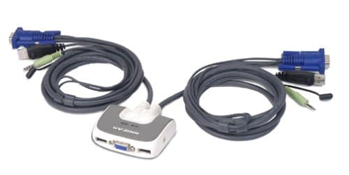 Iogear2-Port MiniView Micro USB KVM Switch with Audio and Built-In Cables