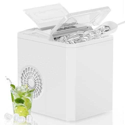 OLIXIS Ice Maker Machine, 26lbs in 24Hrs, 9 Ice Cubes in 6 Mins,Auto-Cleaning Portable Ice Maker with Basket and Scoop, Countertop Ice Maker for Home/Kitchen/Camping/RV, White