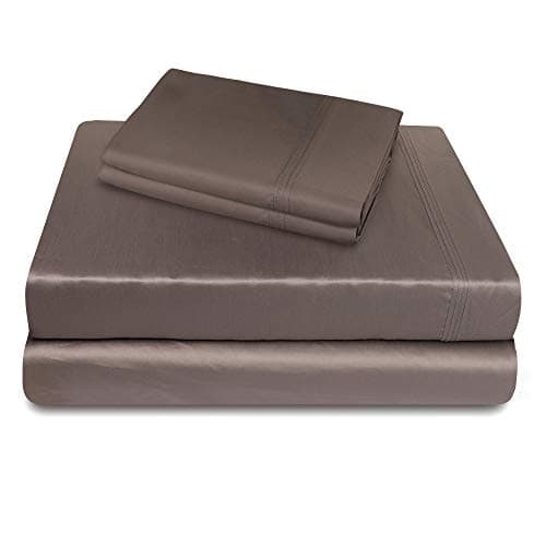 RENAURAA 400 Thread Count World's Finest 100% True Egyptian Solid Cotton 4 Piece Bedding Sheet Set, Soft & Smooth Sateen Weave, Upto 16" Deep Pocket, Luxury Bedding (Charcoal, Queen)