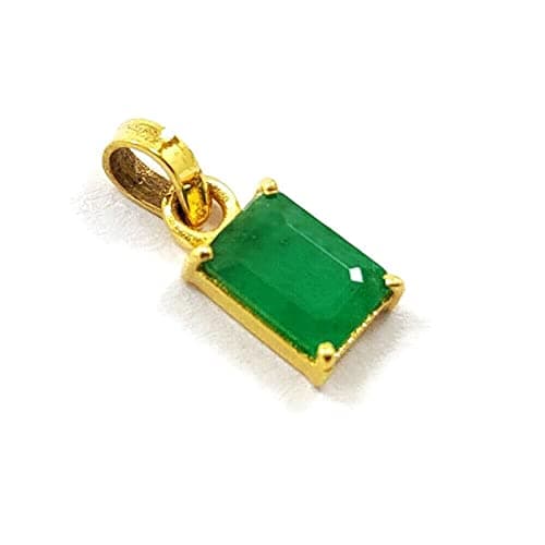 Natural Emerald Gemstone Solid 14 Kt Yellow Gold Handmade Pendant May Birthstone Jewelry