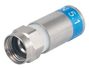 Cabelcon Connector, F-56-CX3 Compression, 5.1 Class A, Pack of 20, Plug, 11 x 30 x 11 mm, 9 grams, Model Number: F-56-CX3