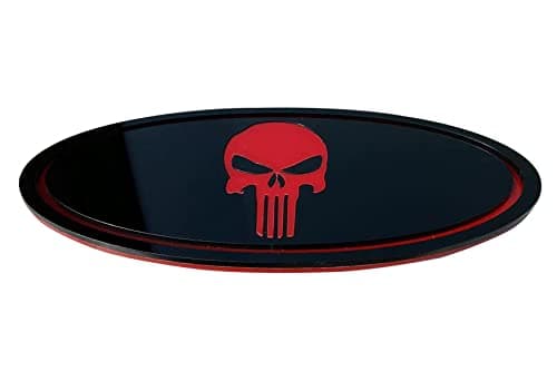 Custom Skull Front Grille /Tailgate Emblem Badge 9''x3.5'' Compatible with Ford F150 F250 F350 Edge Explorer (9'' Red)
