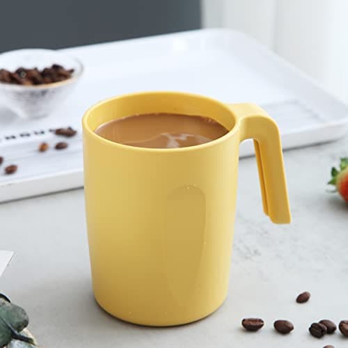 Kyraton Plastic Mug Set 8 Pieces, Unbreakable And Reusable Light Weight Travel Coffee Mugs Espresso Cups Easy to Carry And Clean Microwave Safe BPA Free Dishwasher Safe (Gold Yellow)