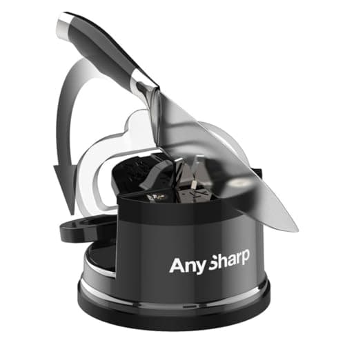 AnySharp – CHEF – Hands Free Knife Sharpener - Easy to Use Sharpening Tool with PowerGrip Suction Base and 20-Degree Pre-set Angle - For All Knives: Chef’s, Serrated, and Hardened Steel - Wolf