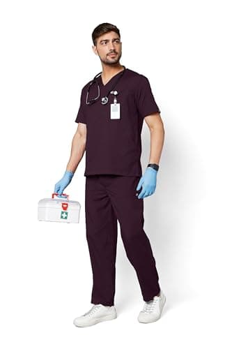 KNYA Active Men's 5-Pocket New Gen Scrubsuit V Neck Flexibile & Comfortable Top & Bottom Easily Accessible Pockets Uniform for Doctors