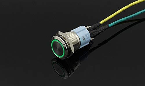 12 mm Momentary Type High Head Round Stainless Steel Metal Push Button Switch LED Light (Green)