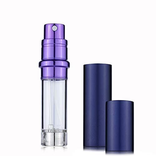 Louischanzl 5ml Portable Mini Refillable Perfume Atomizer Bottle 1Pc, LeakProof Nozzle, Travel and Outdoor Empty Spray Bottles, Metal Matte Material, Glass Inner Bottle. (Classic Series Purple)