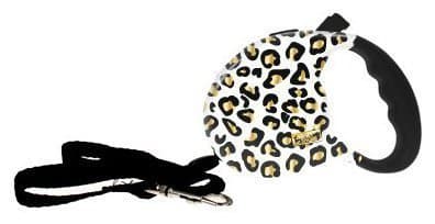 Jersey Shore MTV's Retractable Dog Leash, Leopard Print, White