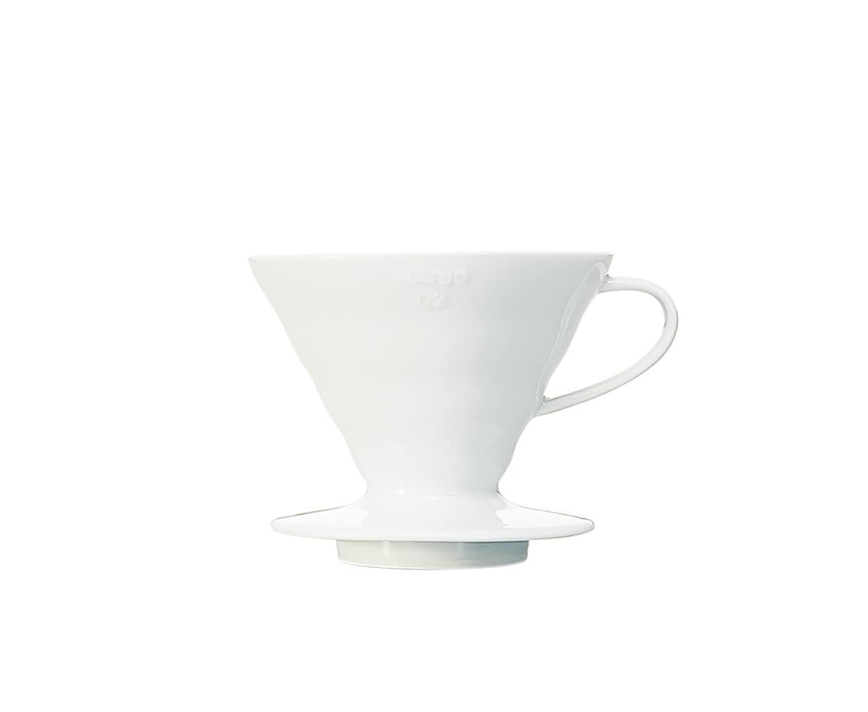 V60 Ceramic Coffee Dripper Pour Over Cone Coffee Maker Size 02, White