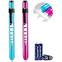 Phileex Nurse Penlight 2 PCS - LED PenLight with Bright White Light, Portable Pen Lights for Nurses with Clip, Perfect Penlight Nursing for Throats, Ears or Noses, Batteries are Free (Blue/Red)