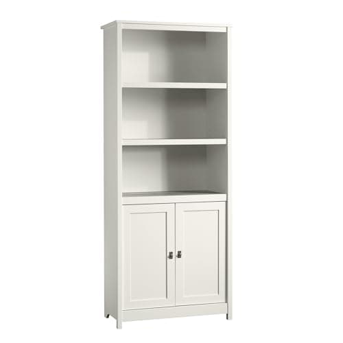 Sauder Cottage Road Library with Doors, Soft White finish